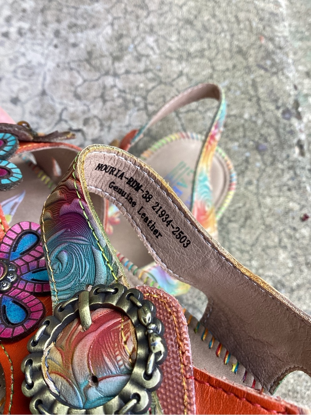 L'Artiste by Spring Step NOURIA Leather Floral Embellished Sandals Size 38 US 7 - Picture 8 of 11